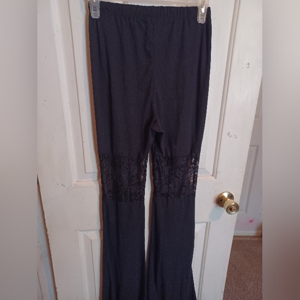 Skull Lace Flared Bell Bottoms